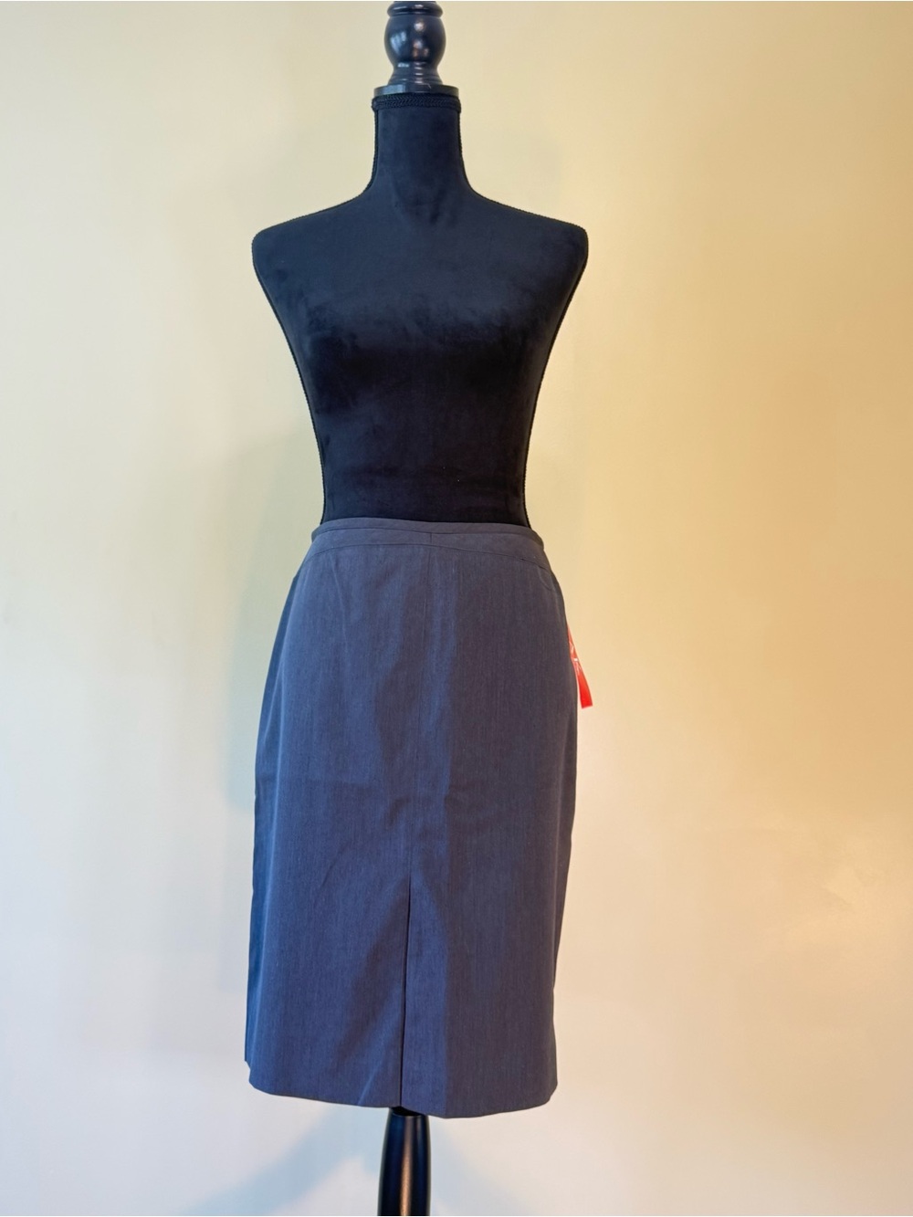 NWT Anne Klein Tailored Pencil Skirt Charcoal Grey Inverted Box Pleats Size 12